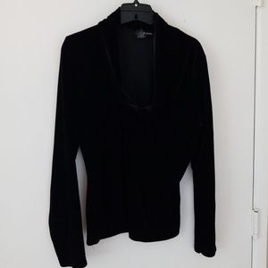 Hennes cowl neck black velvet top